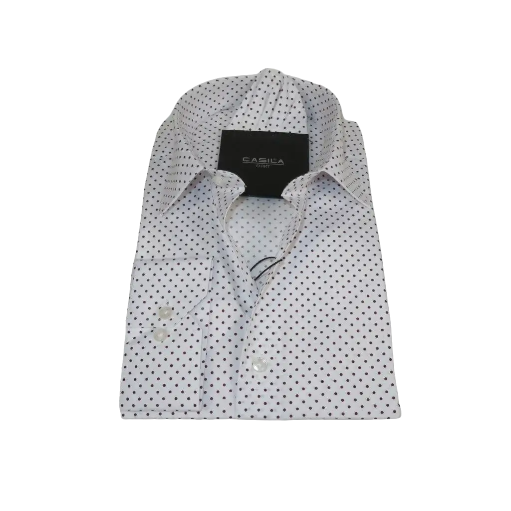 Men's Shirt Hankie CASILA Turkey Cotton Blend 501920-08 Burgundy Polka Dots