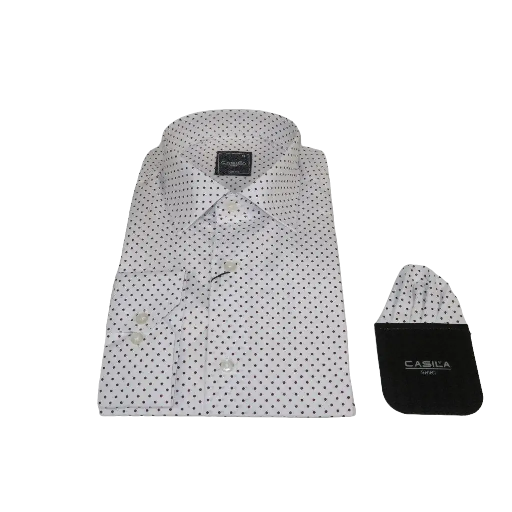 Men's Shirt Hankie CASILA Turkey Cotton Blend 501920-08 Burgundy Polka Dots