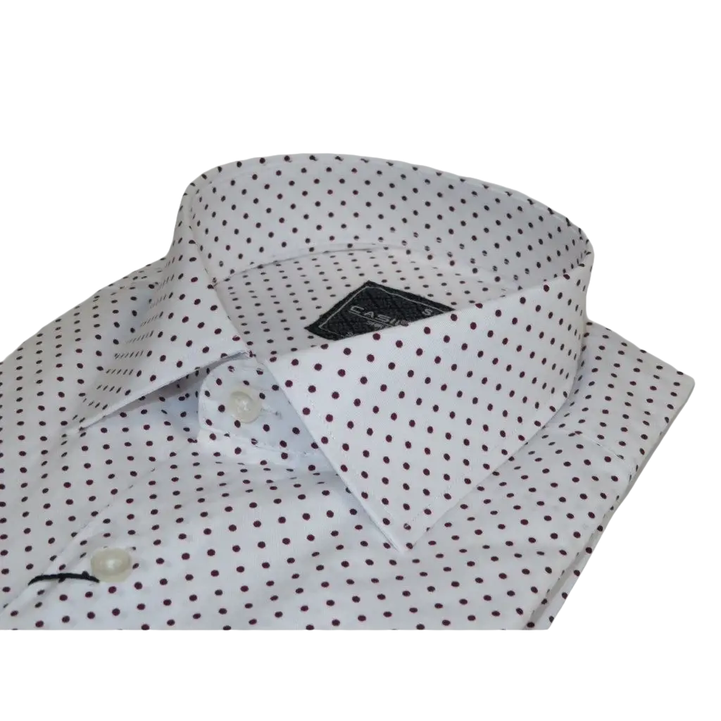 Men's Shirt Hankie CASILA Turkey Cotton Blend 501920-08 Burgundy Polka Dots