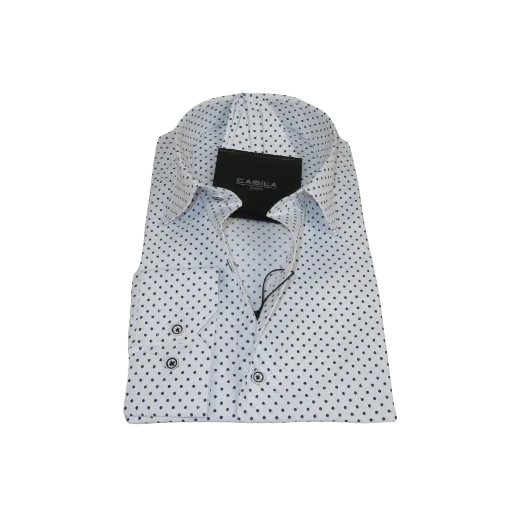 Mens Shirt Hankie CASILA Turkey Cotton Blend 501920-09 navy Polka Dots