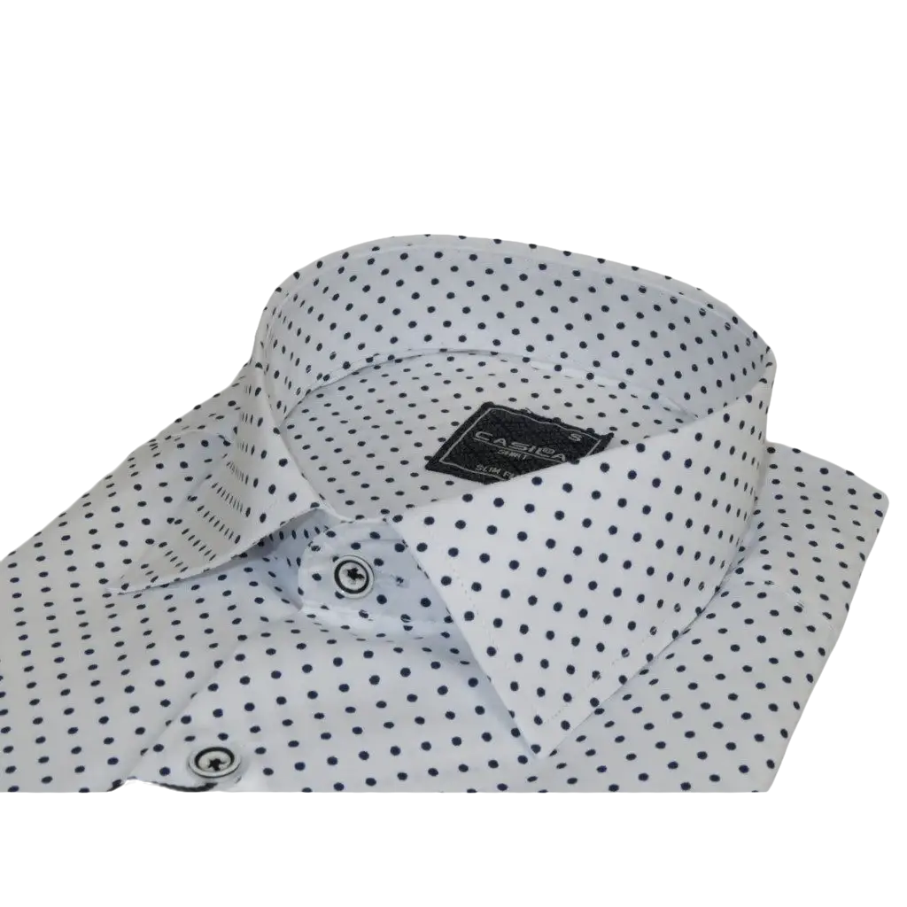 Mens Shirt Hankie CASILA Turkey Cotton Blend 501920-09 navy Polka Dots