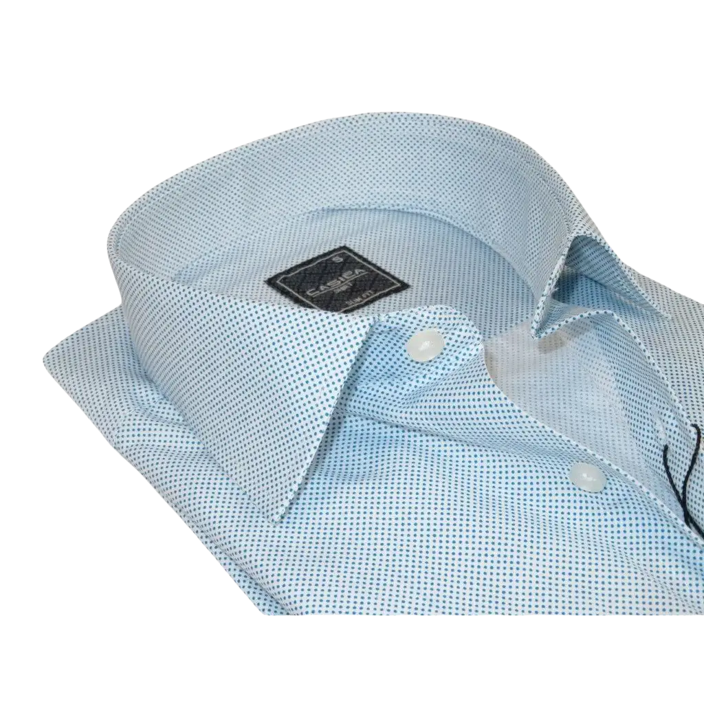 Mens Shirt Hankie CASILA Turkey Cotton Blend Long Sleeves 501970-06 Blue Dots