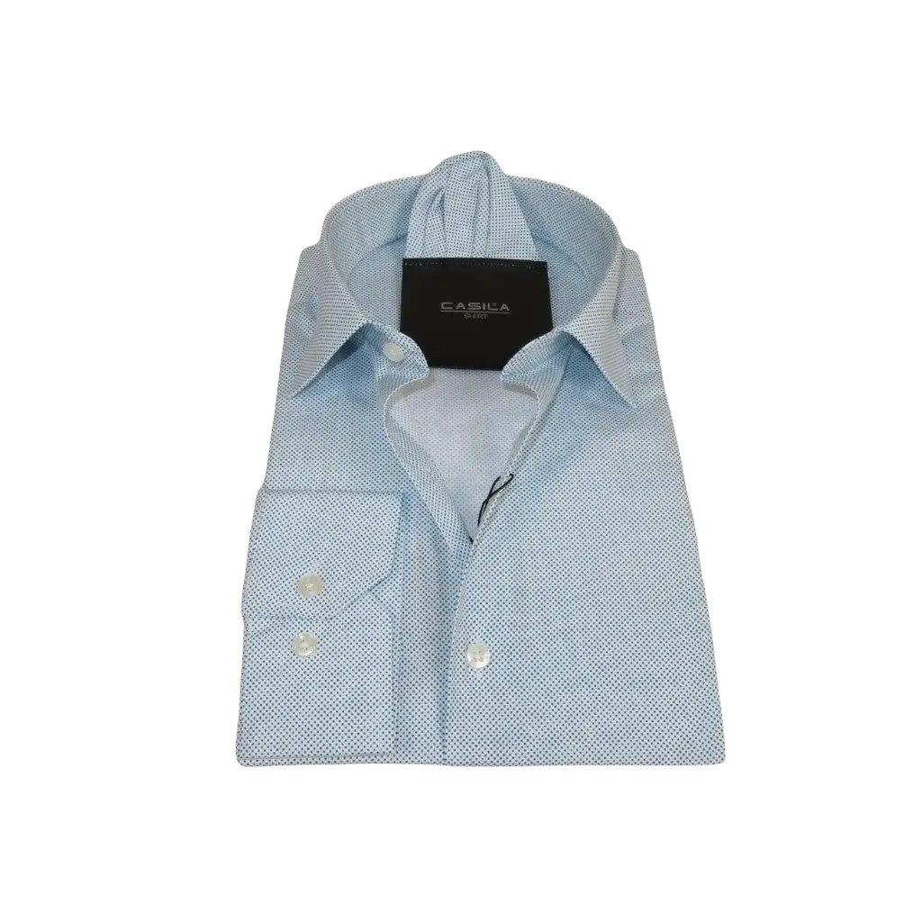Mens Shirt Hankie CASILA Turkey Cotton Blend Long Sleeves 501970-06 Blue Dots