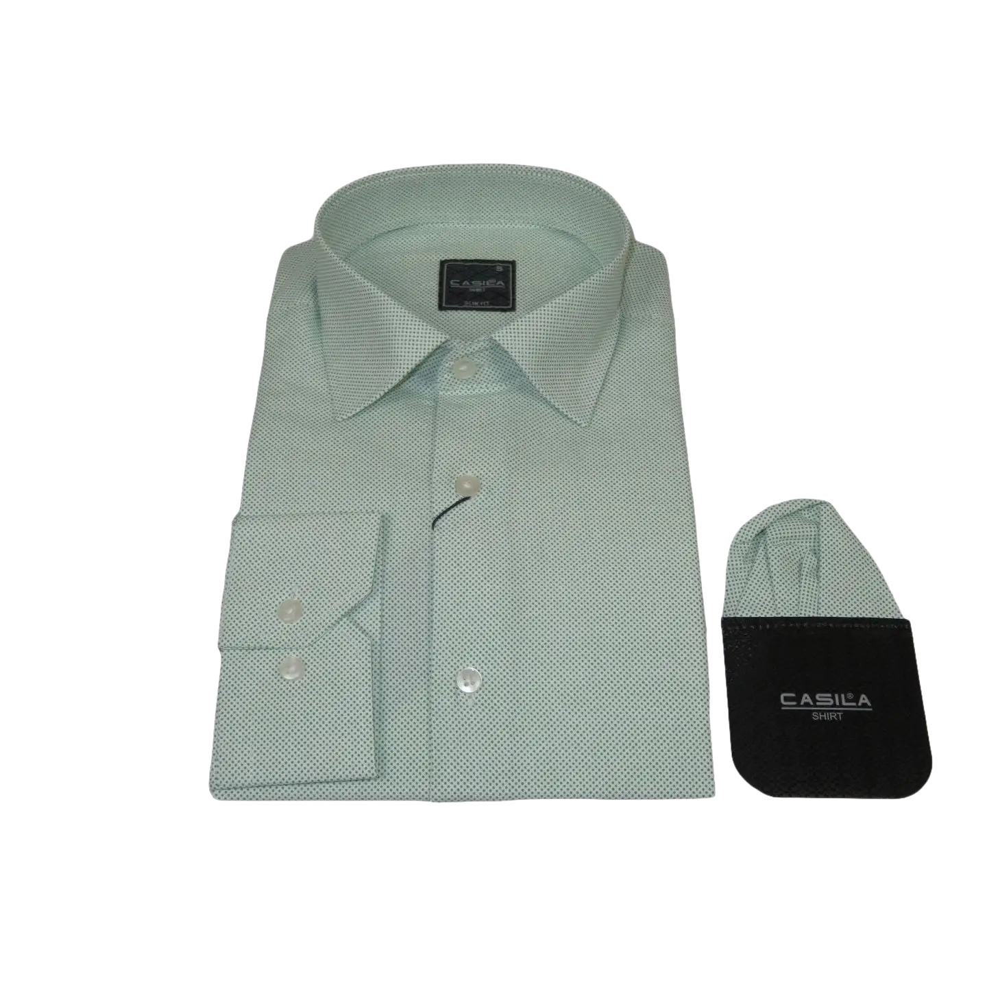 Men's Shirt, Hankie CASILA Turkey Cotton Blend 501970-07 Polka Dots Green
