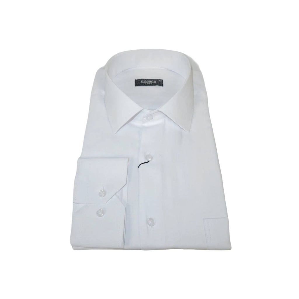 Men's Shirt By CASILA Turkey Cotton Blend Long Sleeves 501990-09 Solid White