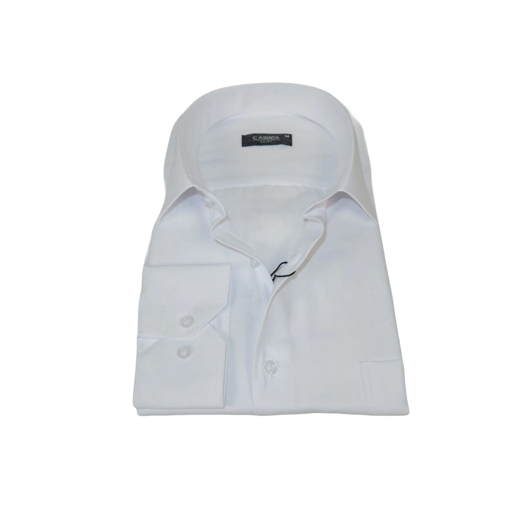 Men's Shirt By CASILA Turkey Cotton Blend Long Sleeves 501990-09 Solid White