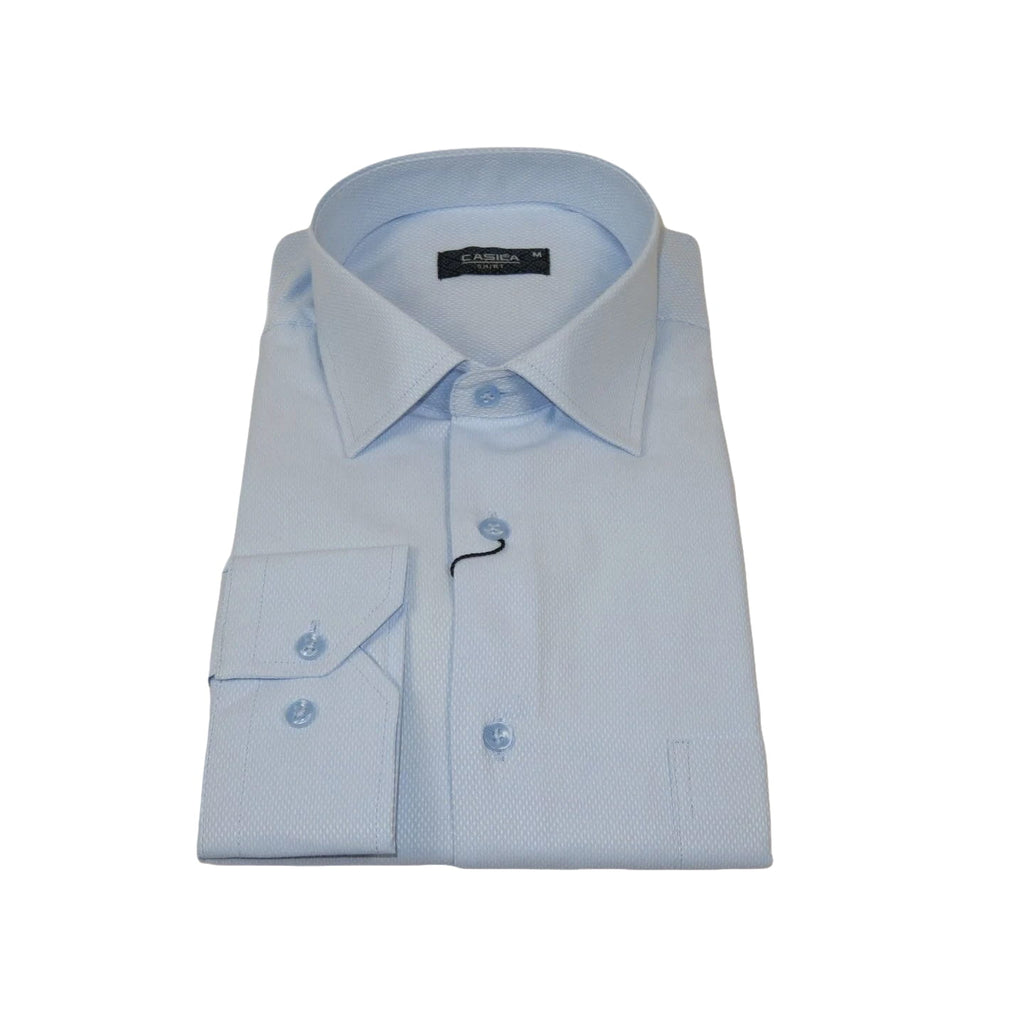 Men's Shirt CASILA Turkey Cotton Blend Long Sleeves 501990-12 Blue Pin Dots