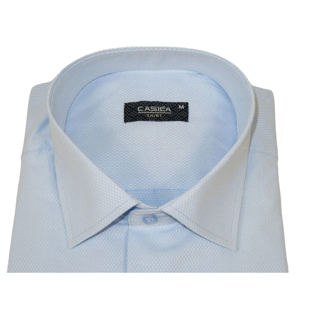 Men's Shirt CASILA Turkey Cotton Blend Long Sleeves 501990-12 Blue Pin Dots
