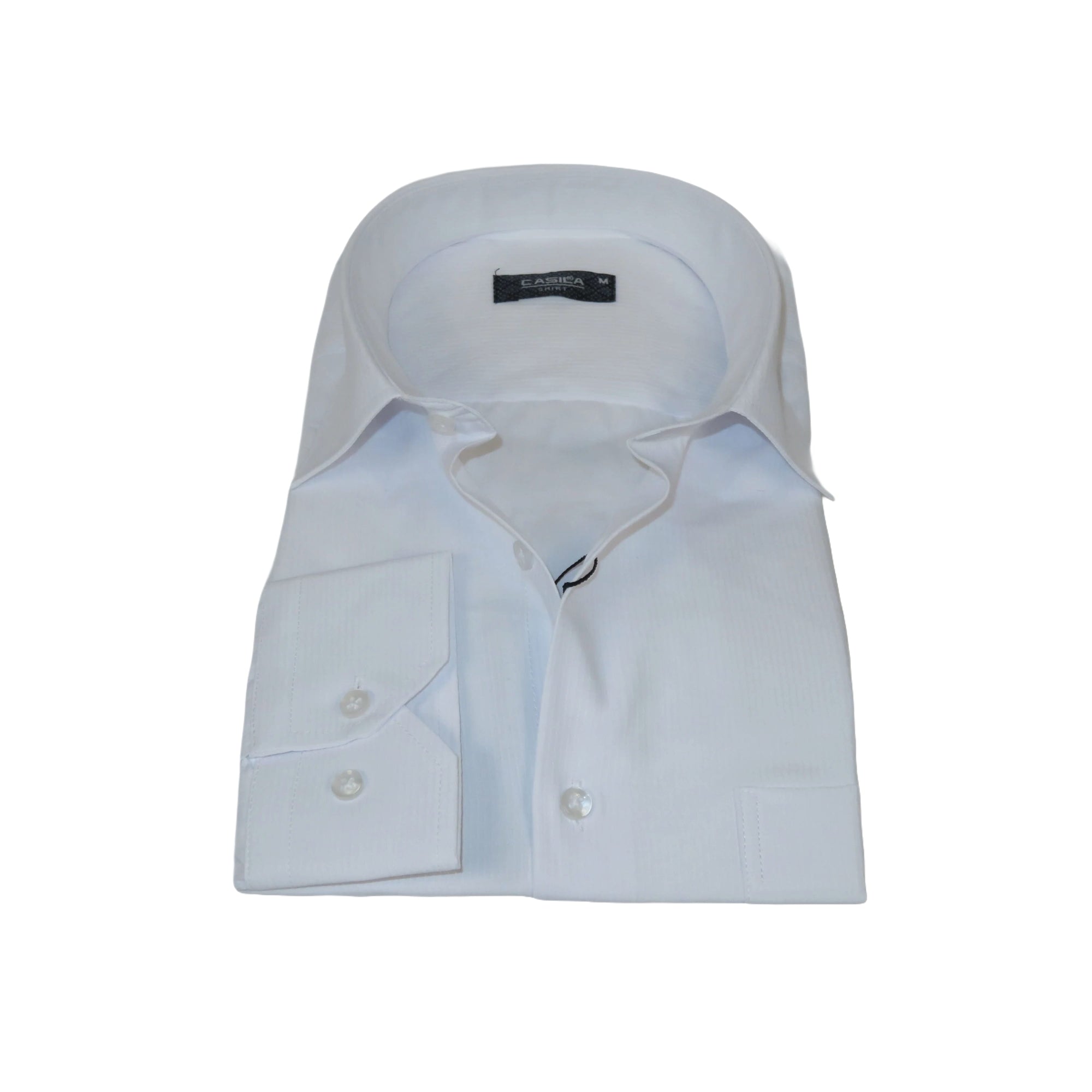 Men's Shirt By CASILA Turkey Cotton Blend Long Sleeves 501990-19 White Corded