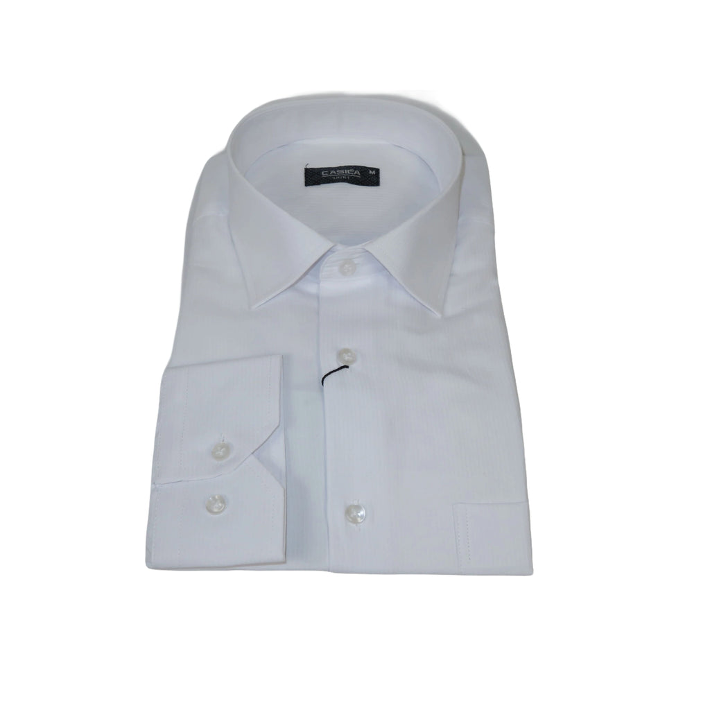 Men's Shirt By CASILA Turkey Cotton Blend Long Sleeves 501990-19 White Corded