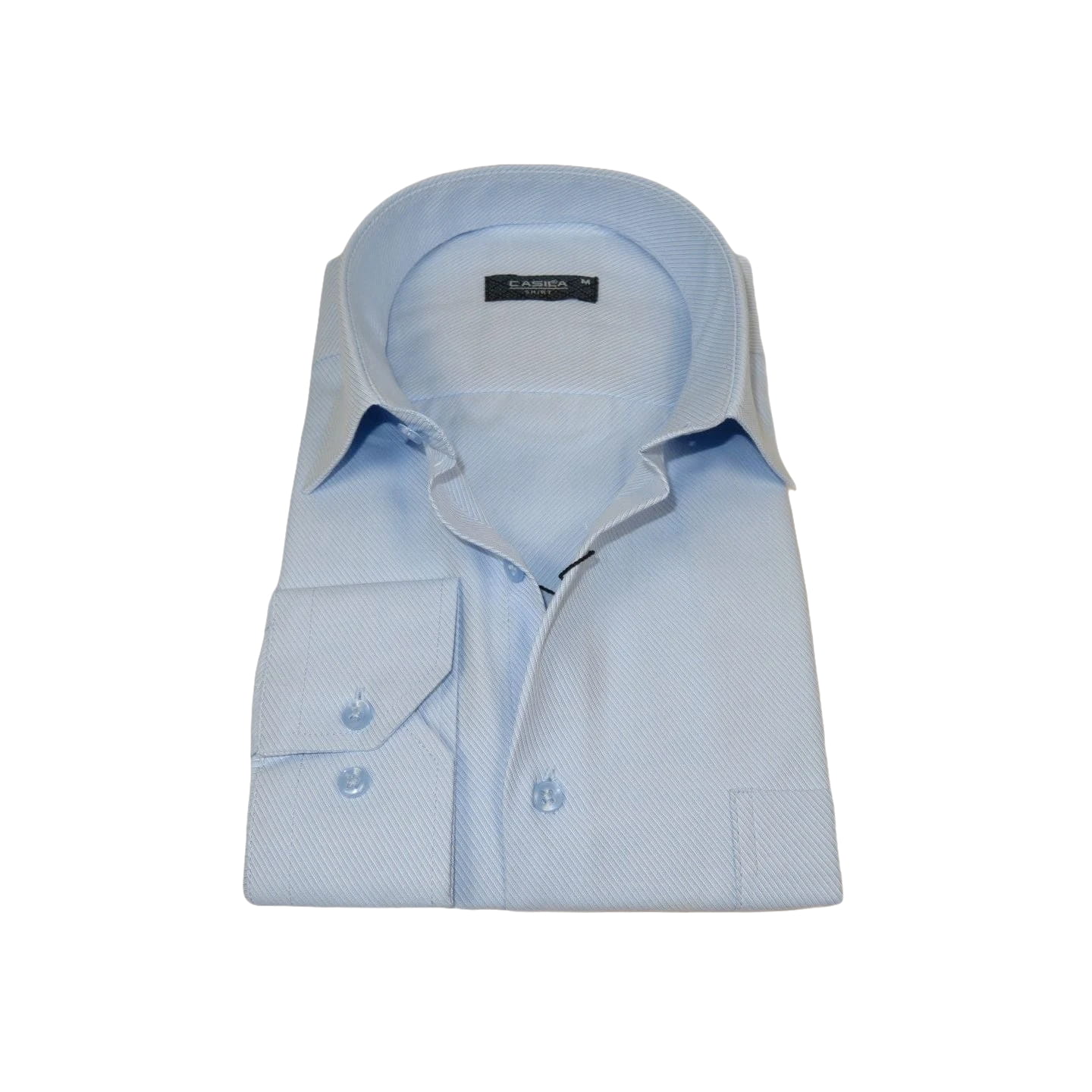 Men's Shirt CASILA Turkey Cotton Blend Long Sleeves 501990-24 Blue Twill Texture