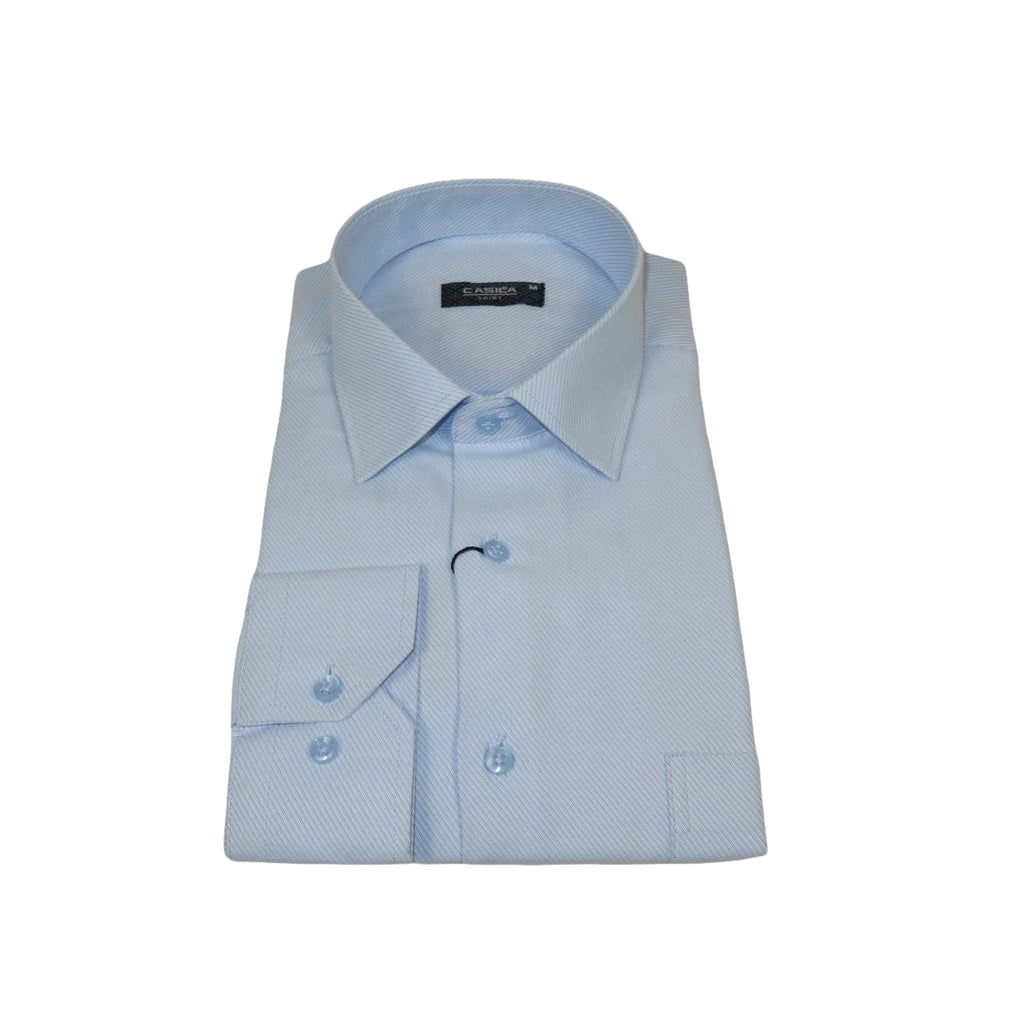 Men's Shirt CASILA Turkey Cotton Blend Long Sleeves 501990-24 Blue Twill Texture