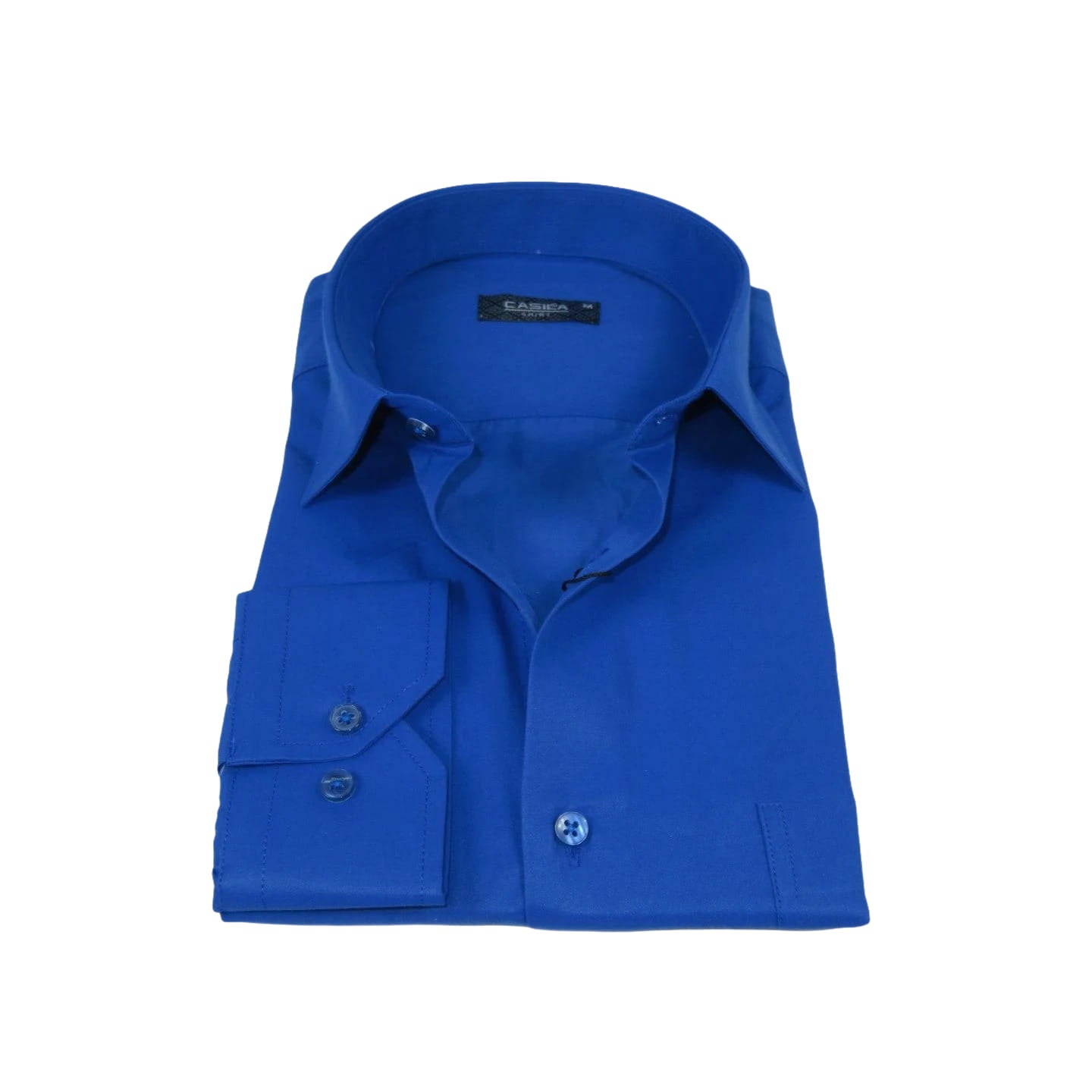 Men's Shirt By CASILA Turkey Cotton Blend Long Sleeves 502000-04 Solid Royal