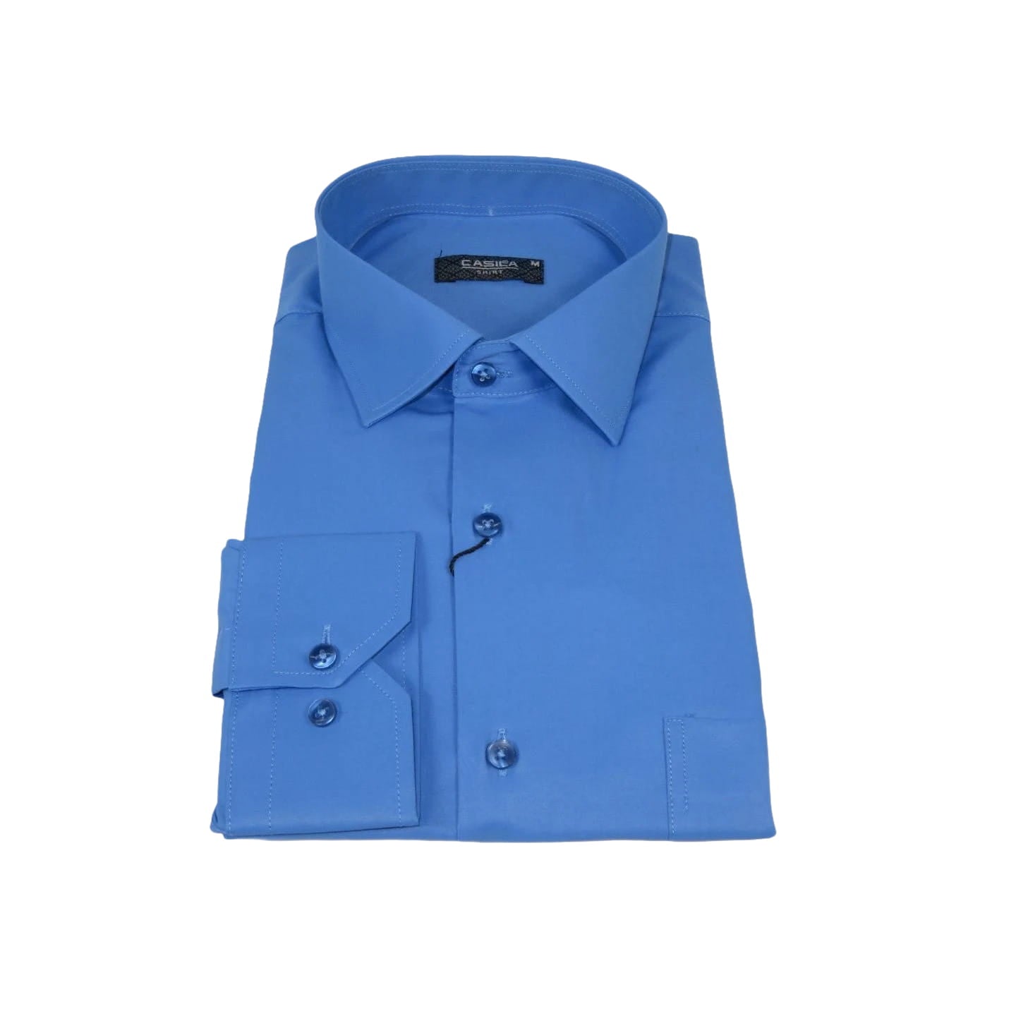 Men's Shirt By CASILA Turkey Cotton Blend Long Sleeves 502000-05 Solid Blue