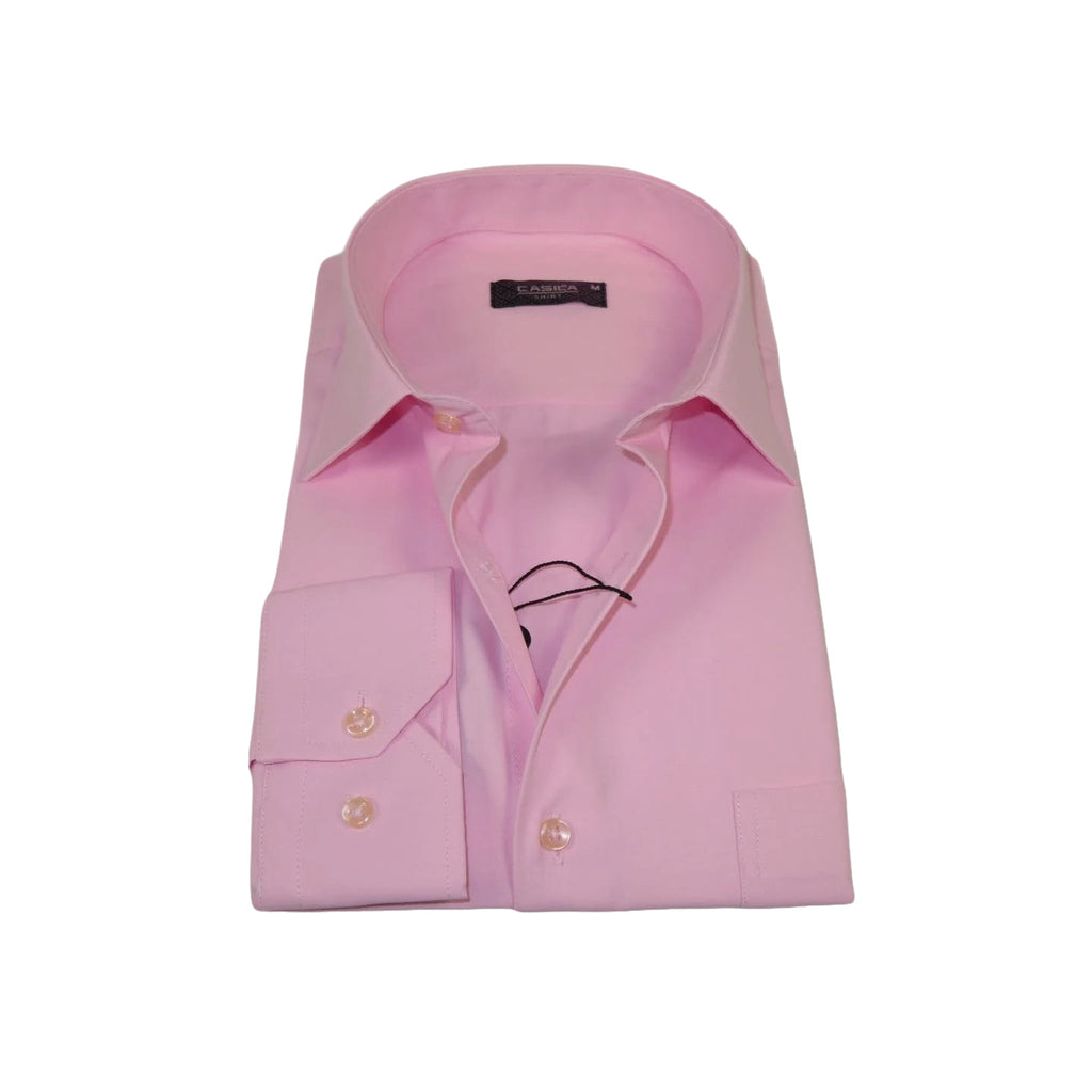Men's Shirt By CASILA Turkey Cotton Blend Long Sleeves 502000-08 Solid Pink