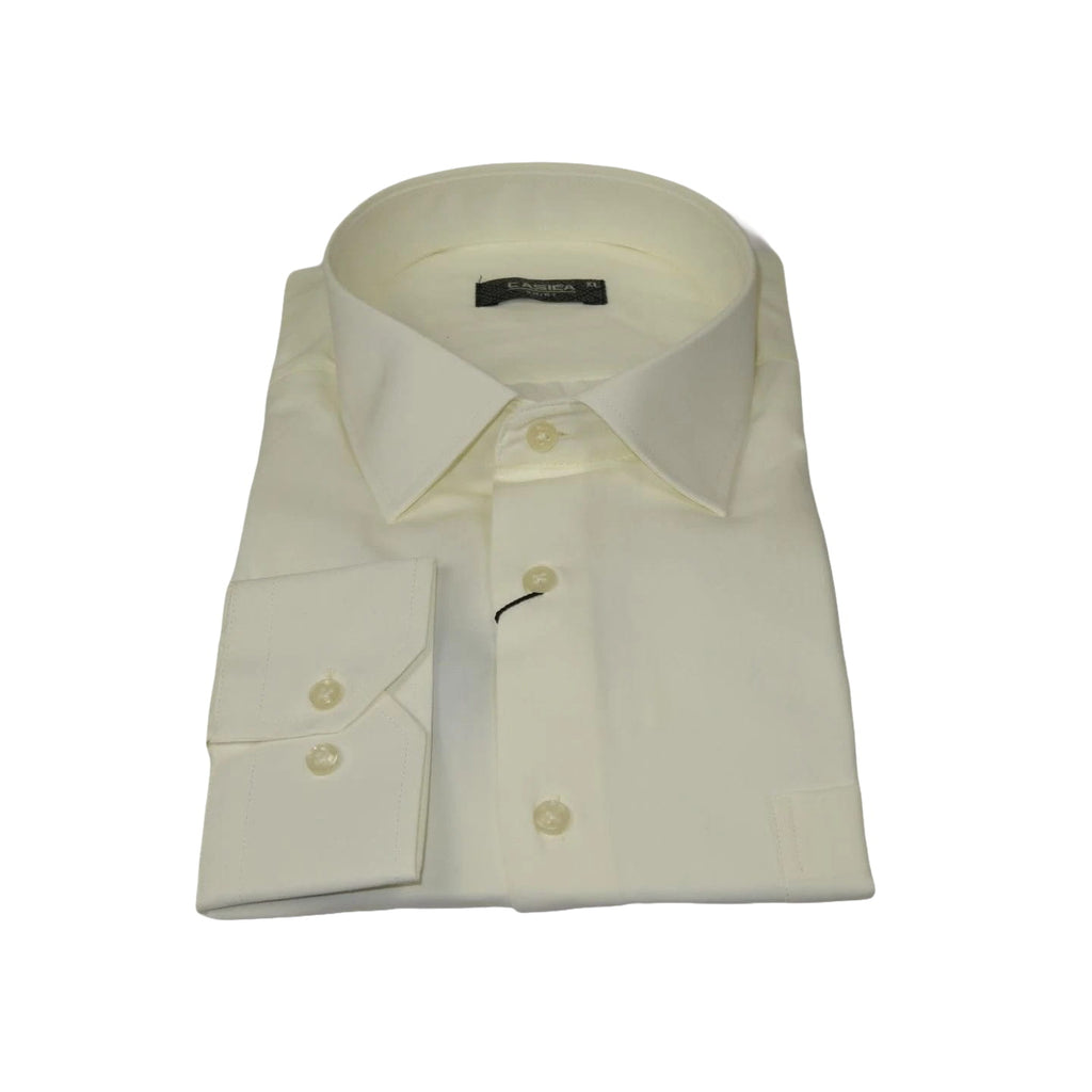 Men's Shirt By CASILA Turkey Cotton Blend Long Sleeves 502000-14 Solid Ivory