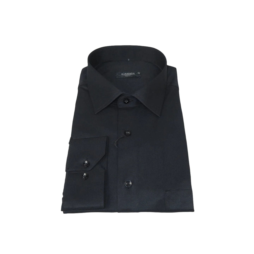 Men's Shirt By CASILA Turkey Cotton Blend Long Sleeves 502000-02 Black