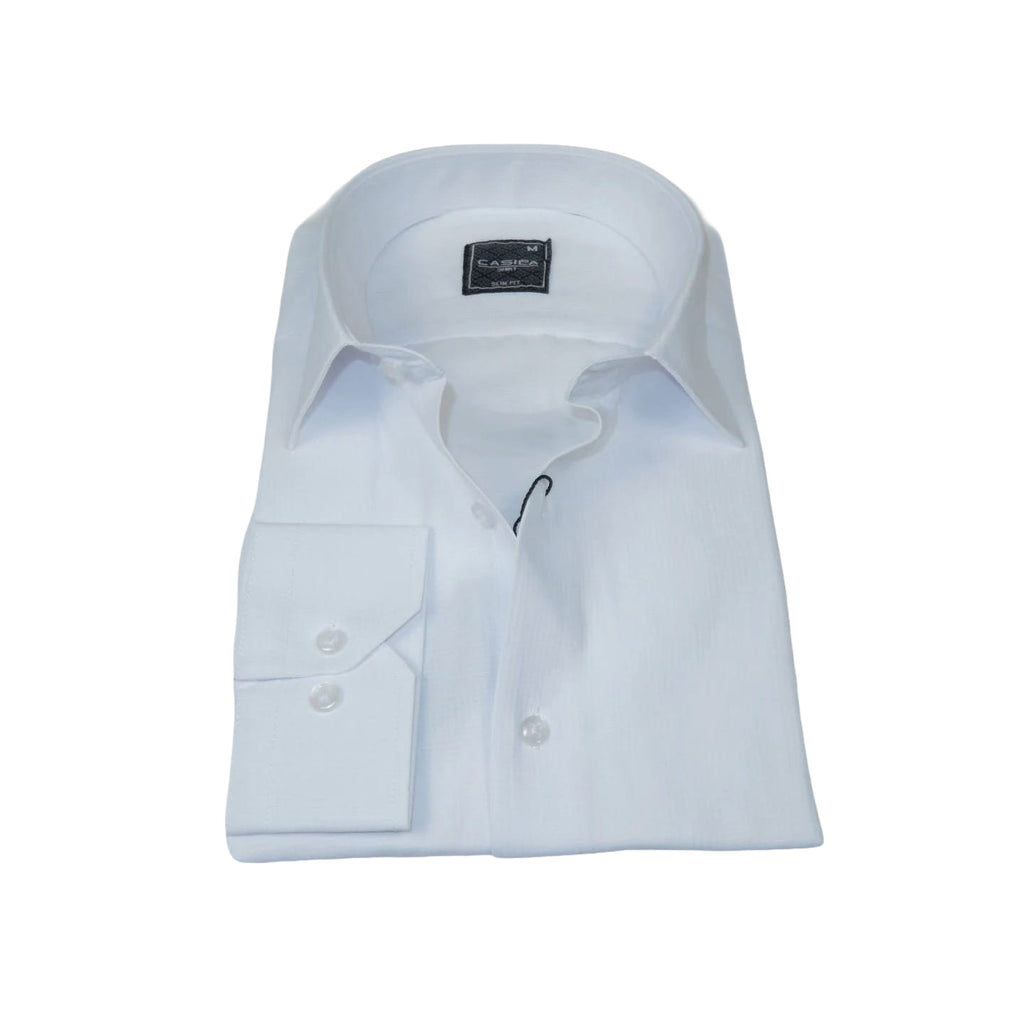 Men's Shirt By CASILA Turkey Cotton Blend Long Sleeves 502020-05 White Textured