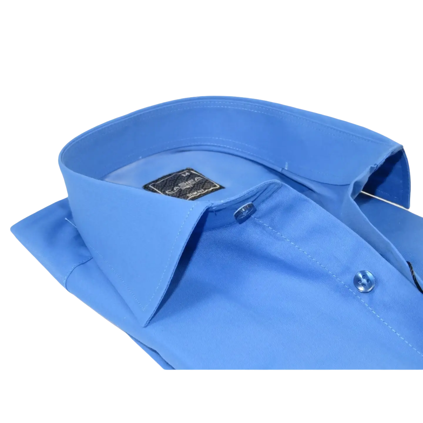 Men's Shirt, Hankie CASILA Turkey Cotton Blend Long Sleeves 502030-05 Solid Blue