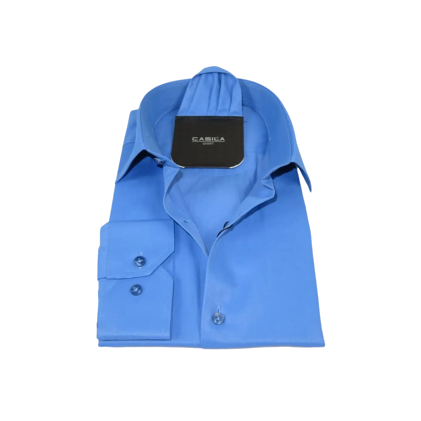 Men's Shirt, Hankie CASILA Turkey Cotton Blend Long Sleeves 502030-05 Solid Blue