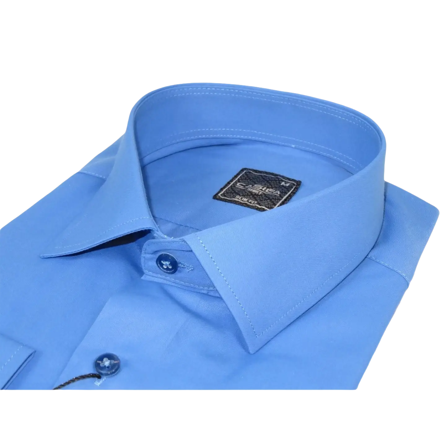 Men's Shirt, Hankie CASILA Turkey Cotton Blend Long Sleeves 502030-05 Solid Blue