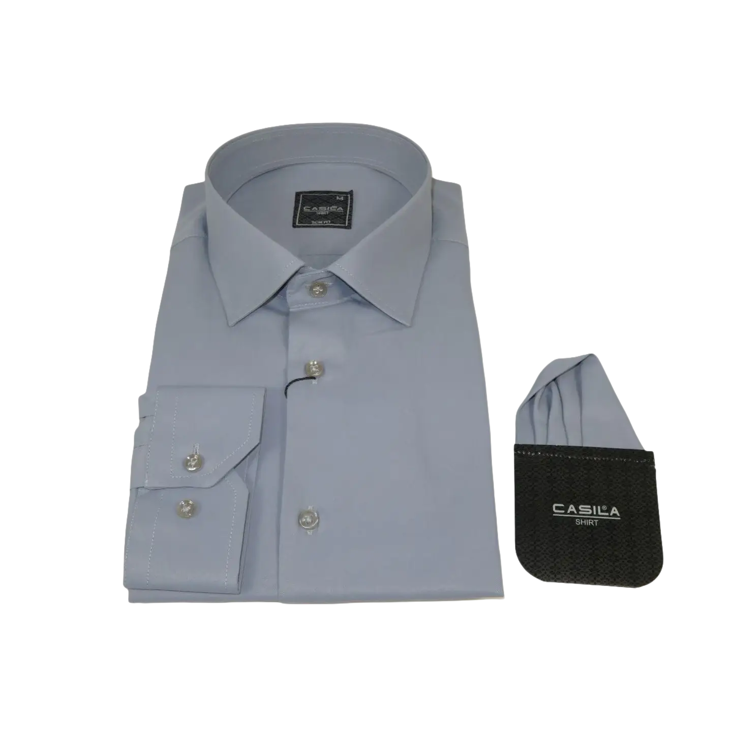 Men's Shirt Hankie CASILA Turkey Cotton Blend Long Sleeves 502030-15 Solid Gray