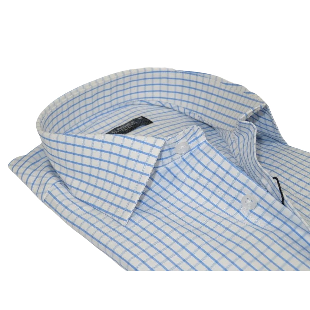 Men's Shirt By CASILA Turkey Cotton Blend Long Sleeves 502050-05 Blue Checker