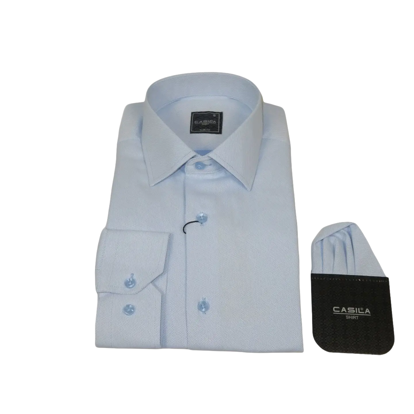 Men's Shirt, Hankie CASILA Turkey Cotton Blend Long Sleeves 502050-08 Blue Pique