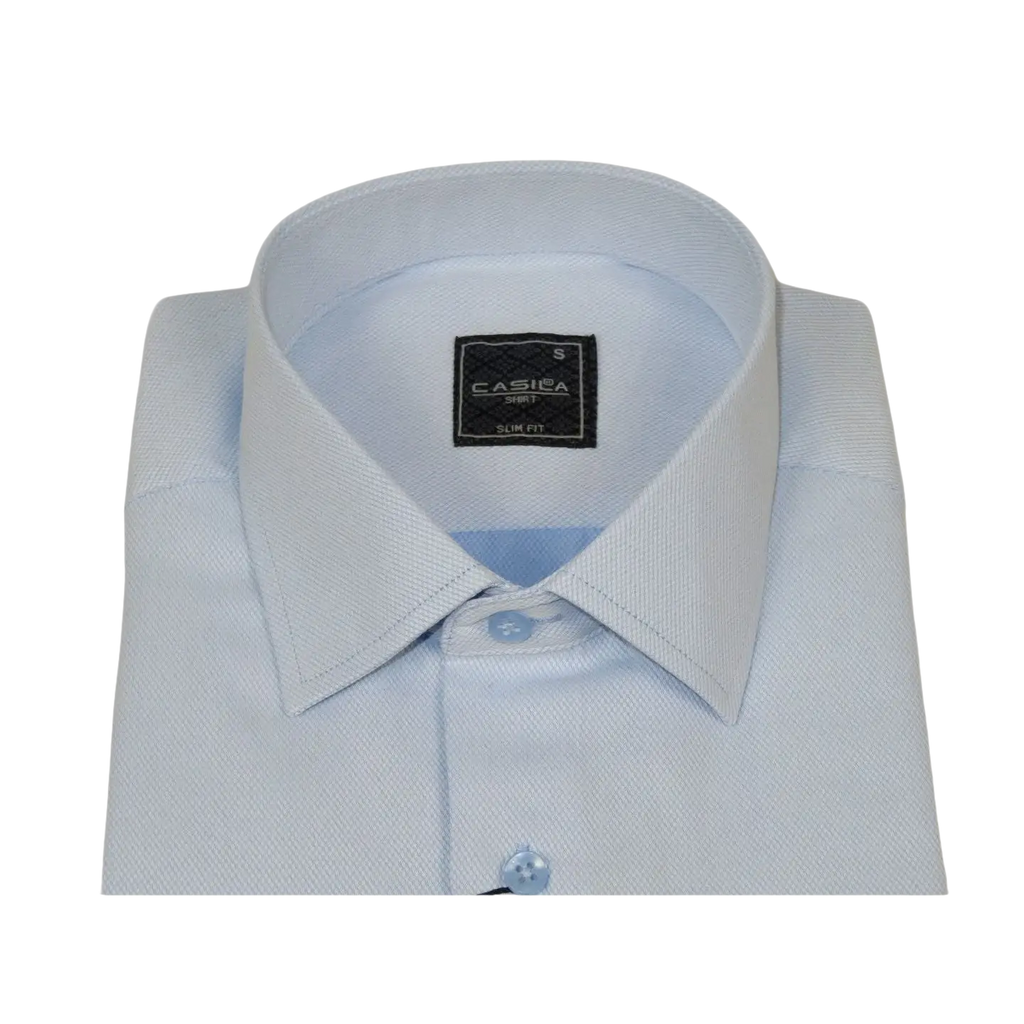 Men's Shirt, Hankie CASILA Turkey Cotton Blend Long Sleeves 502050-08 Blue Pique