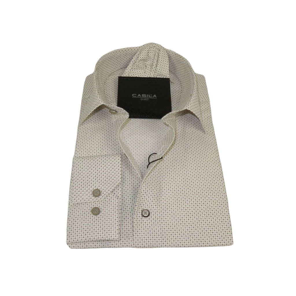 Men's Shirt Hankie By CASILA Turkey Cotton Blend 502100-01 Brown Dots