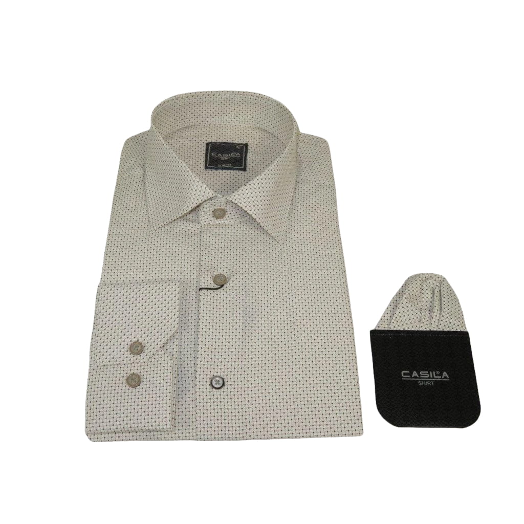 Men's Shirt Hankie By CASILA Turkey Cotton Blend 502100-01 Brown Dots