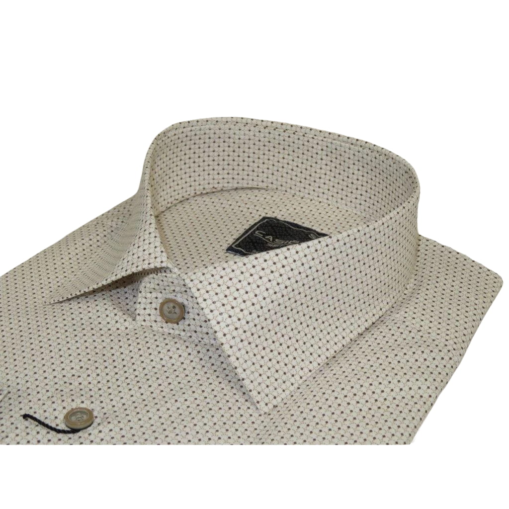 Men's Shirt Hankie By CASILA Turkey Cotton Blend 502100-01 Brown Dots