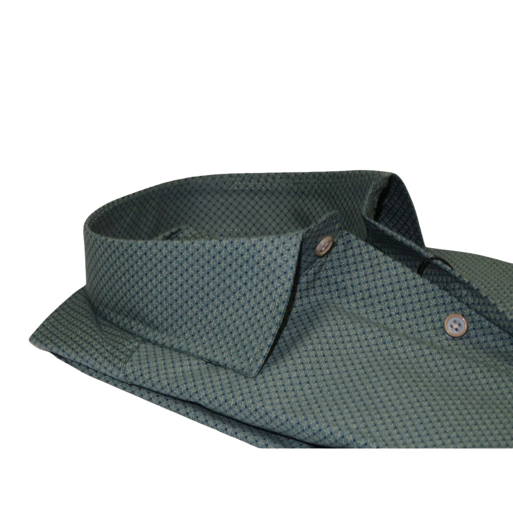 Men Shirt Hankie CASILA Turkey Cotton Blend Long Sleeves 502100-02 Olive Dots