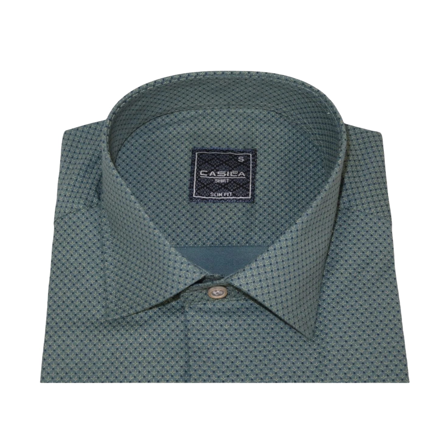 Men Shirt Hankie CASILA Turkey Cotton Blend Long Sleeves 502100-02 Olive Dots