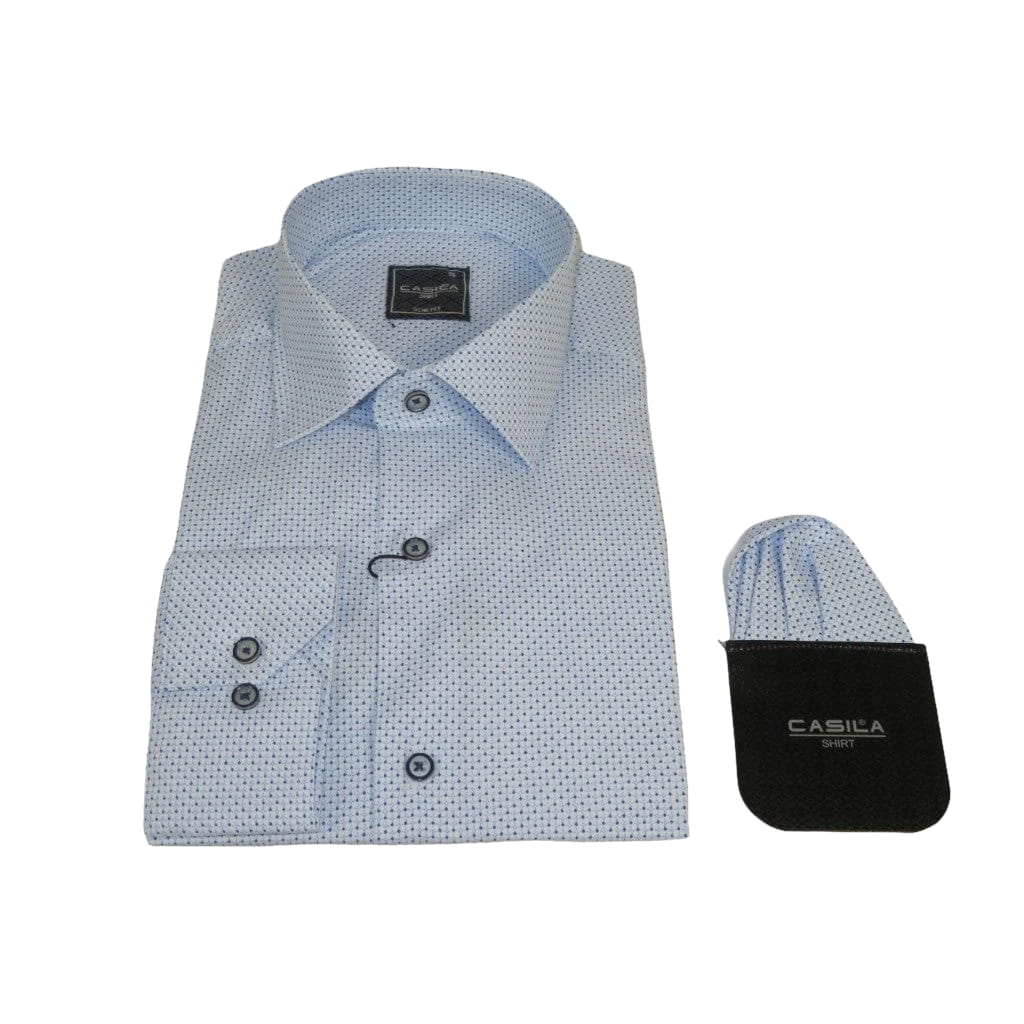 Men's Shirt Hankie By CASILA Turkey Cotton Blend 502100-05 Blue Dots