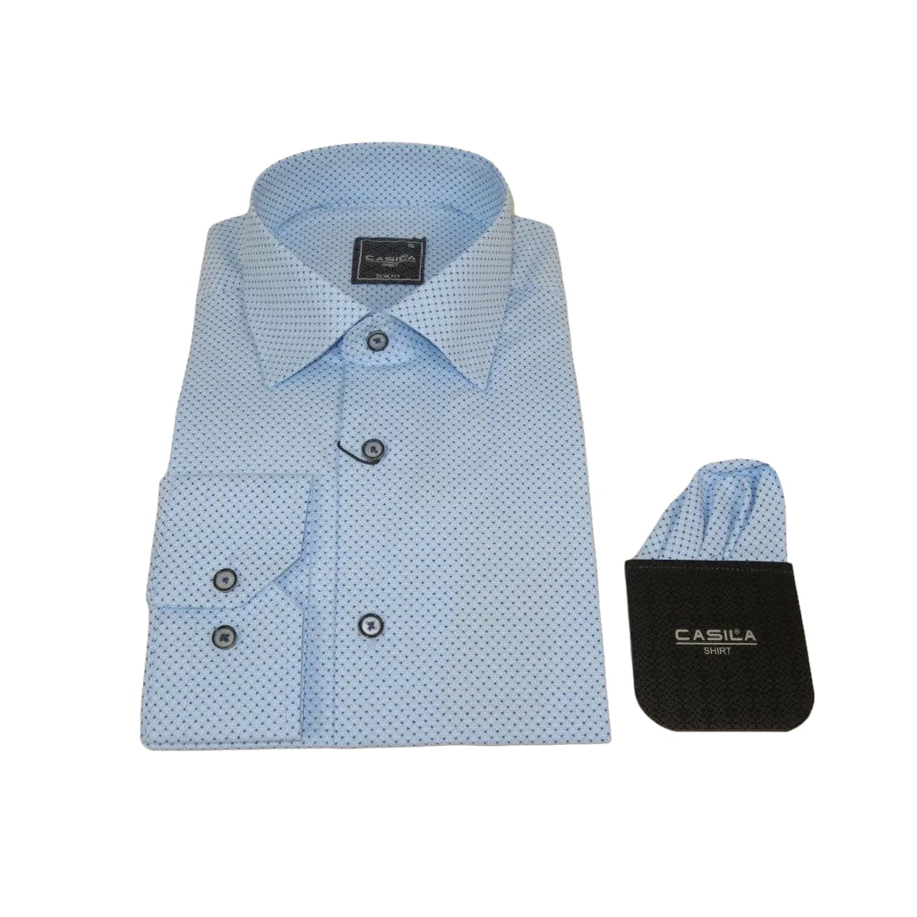 Men's Shirt Hankie By CASILA Turkey Cotton Blend 502100-06 Blue Dots