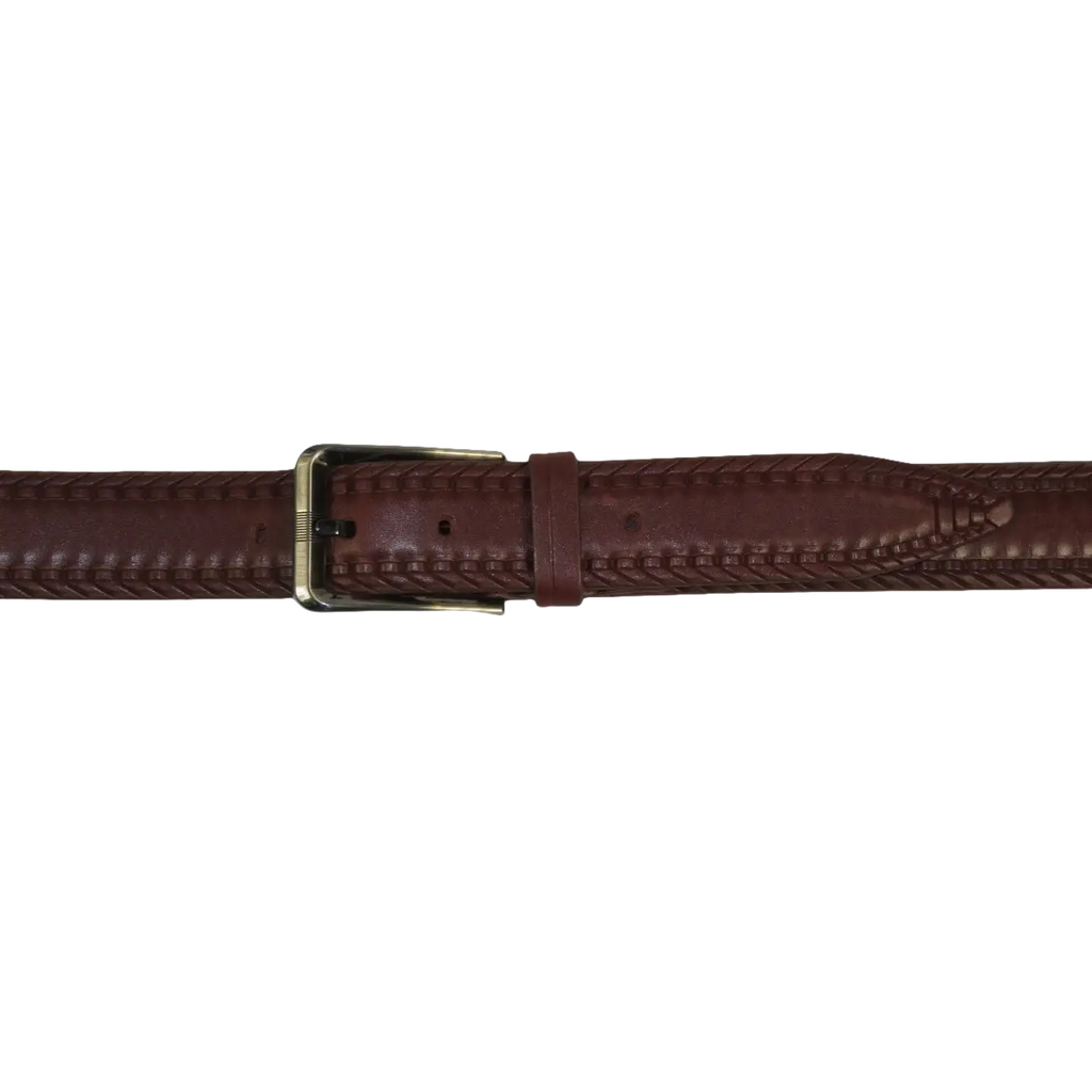 Men's Belt By PICCODER Turkey Genuine Leather Stitched 5021 Brown