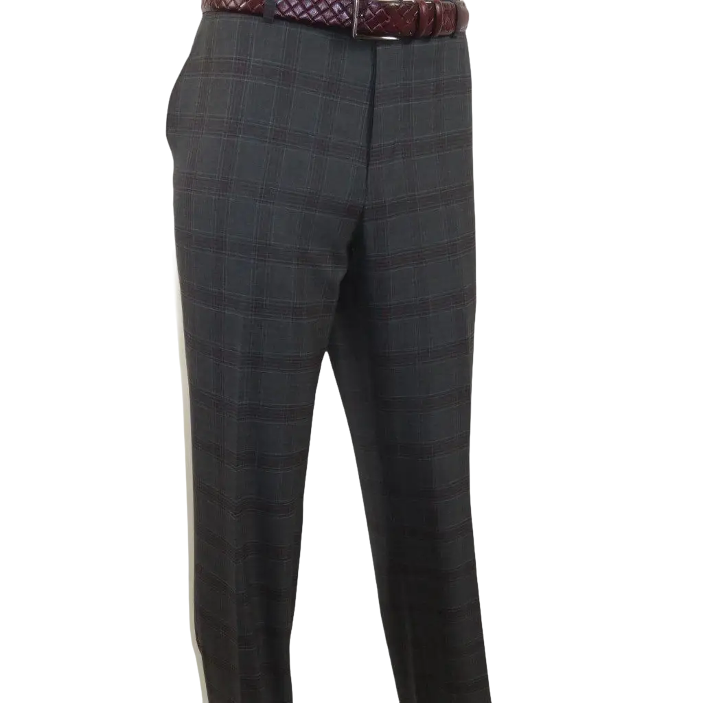 Men Renoir Suit Super 140 Wool Side Vent Classic Fit English Plaid 559-2 Gray