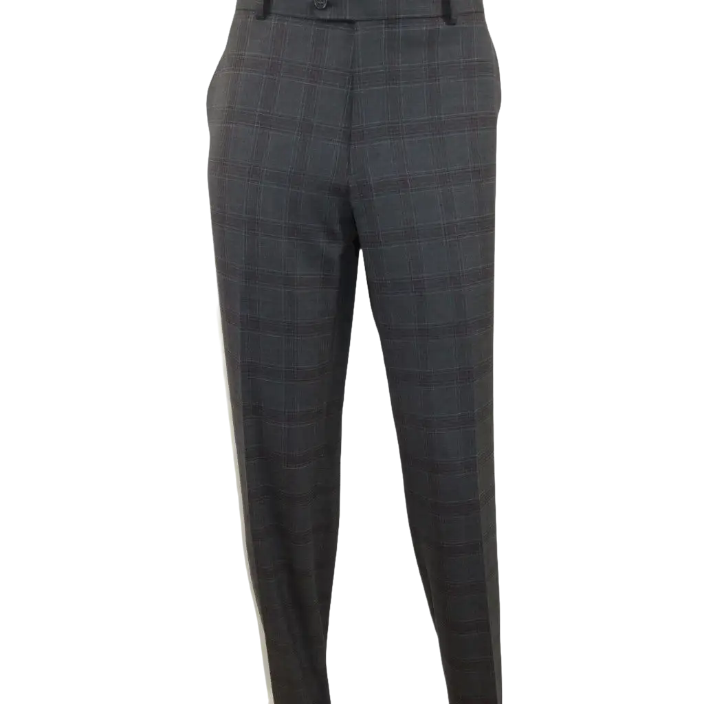 Men Renoir Suit Super 140 Wool Side Vent Classic Fit English Plaid 559-2 Gray
