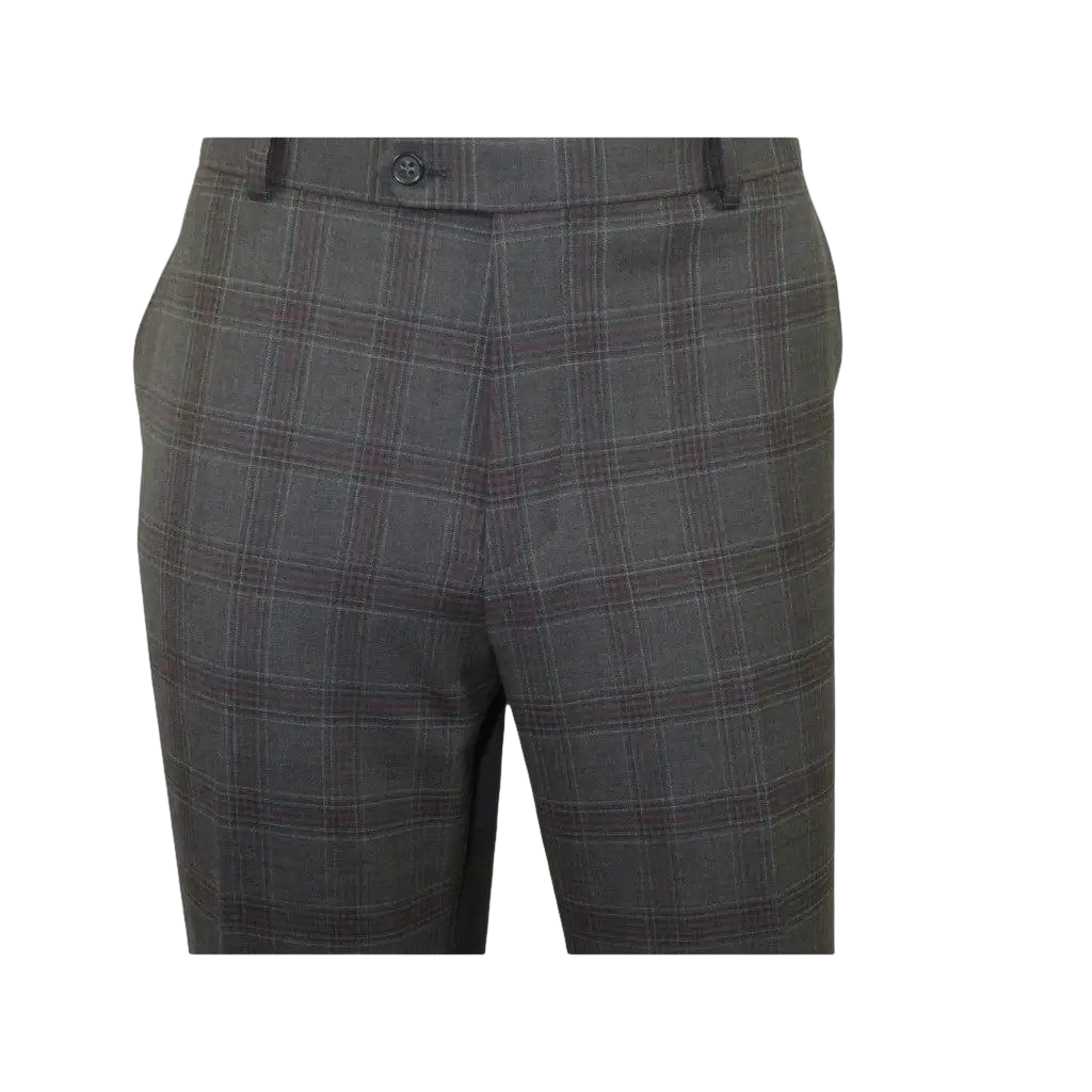 Men Renoir Suit Super 140 Wool Side Vent Classic Fit English Plaid 559-2 Gray