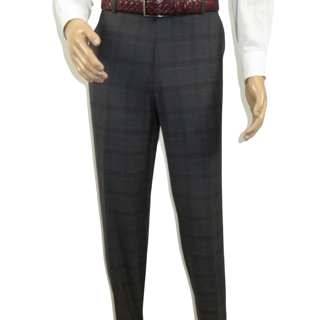 Men Renoir Suit Super 140 Wool Side Vent Classic Fit English Plaid 559-2 Gray