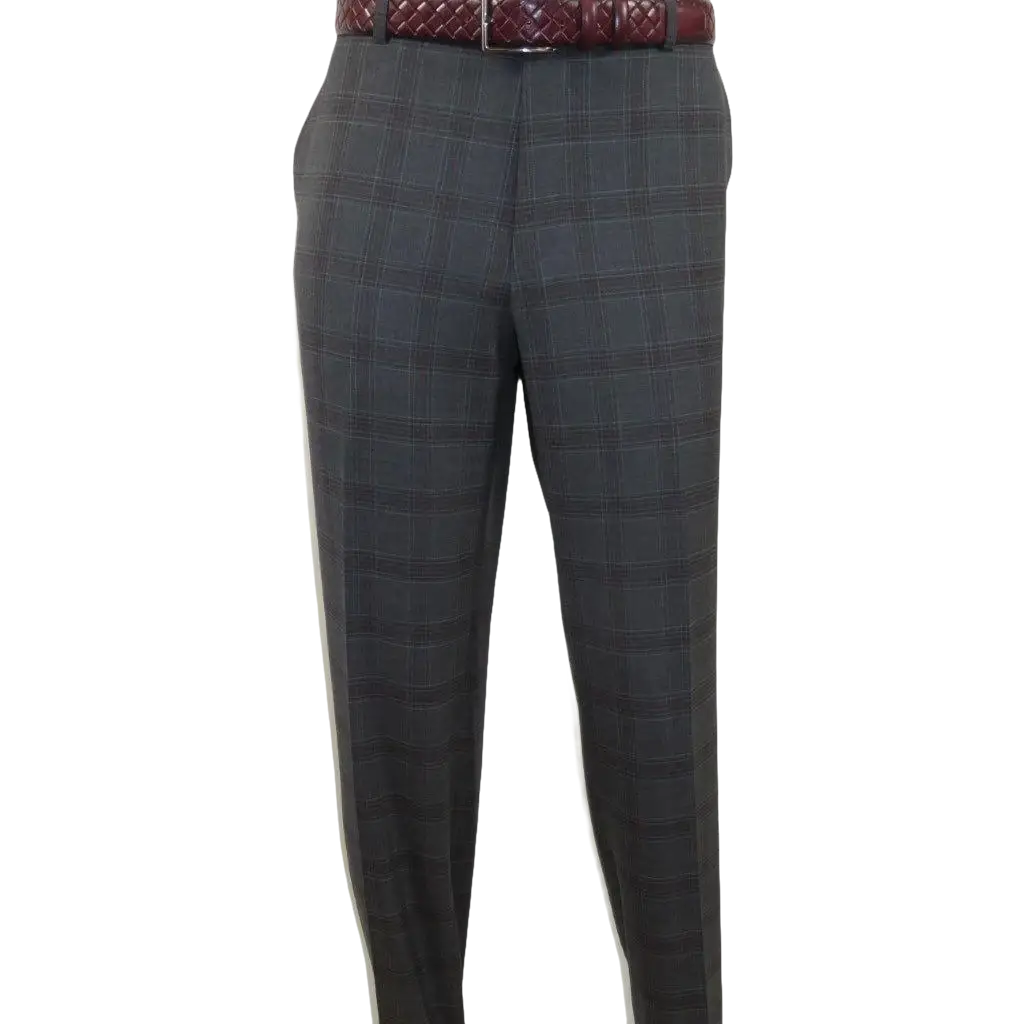 Men Renoir Suit Super 140 Wool Side Vent Classic Fit English Plaid 559-2 Gray