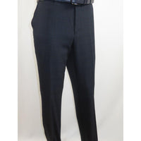 Men Renoir Suit Super 140 Wool Side Vent Slim Fit English Plaid 559-3 Navy Blue