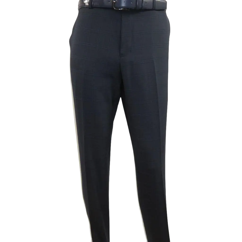 Men Renoir Suit Super 140 Wool Side Vent Slim Fit English Plaid 559-3 Navy Blue