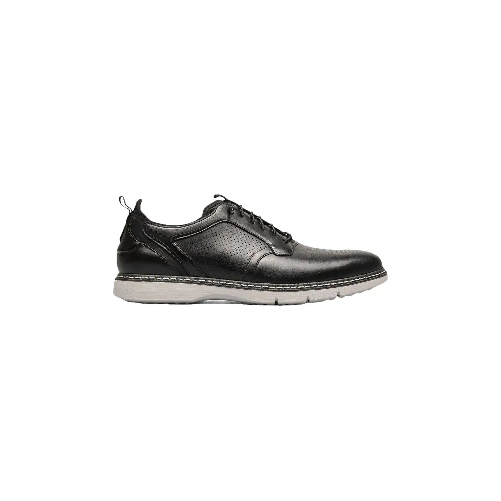 25662-001 Stacy Adams Sync Plain Toe Elastic Lace Up Sneaker Shoes Leather Black