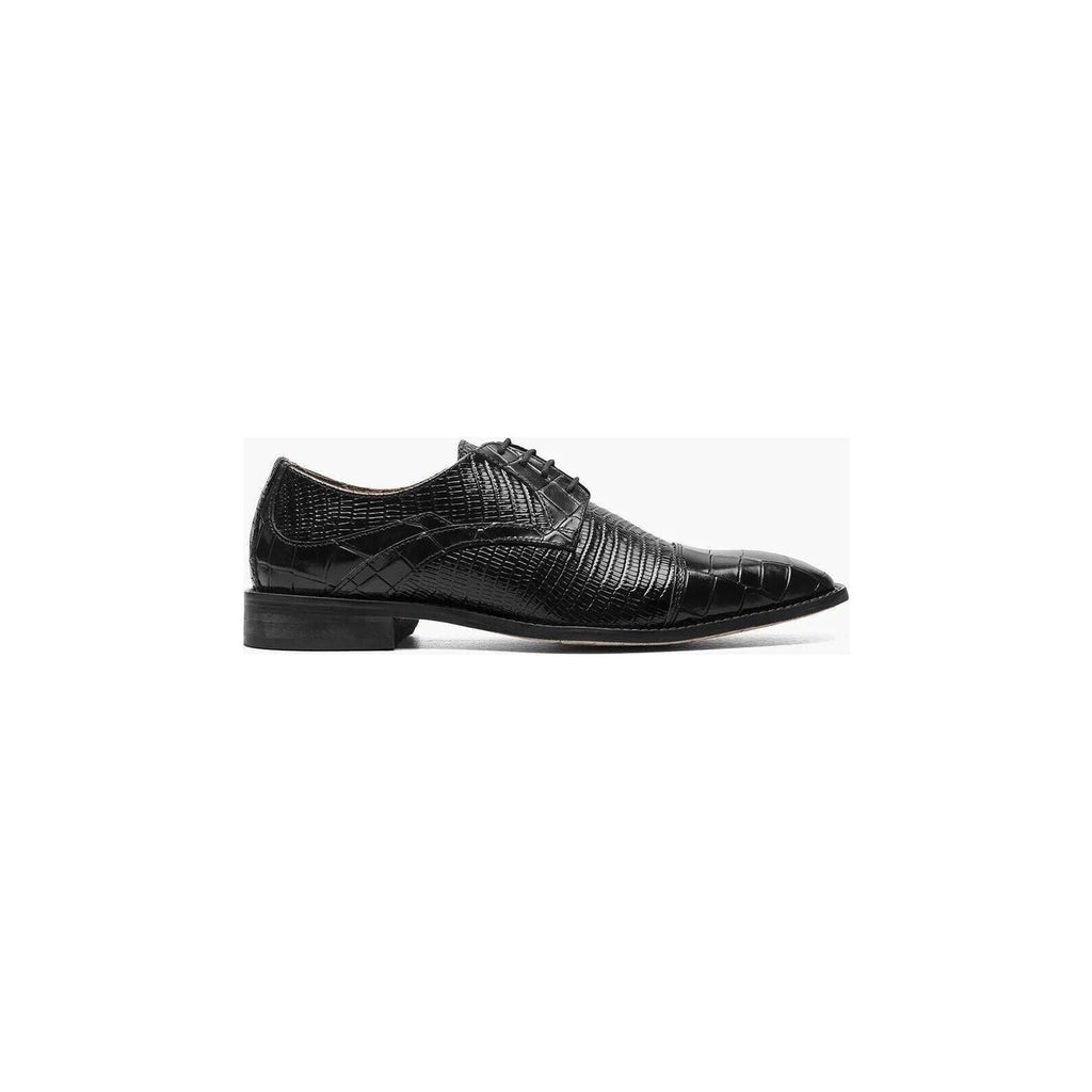Stacy Adams Tedesco Cap Toe Oxford Lizard Leather Dress Shoes Black 25630-001