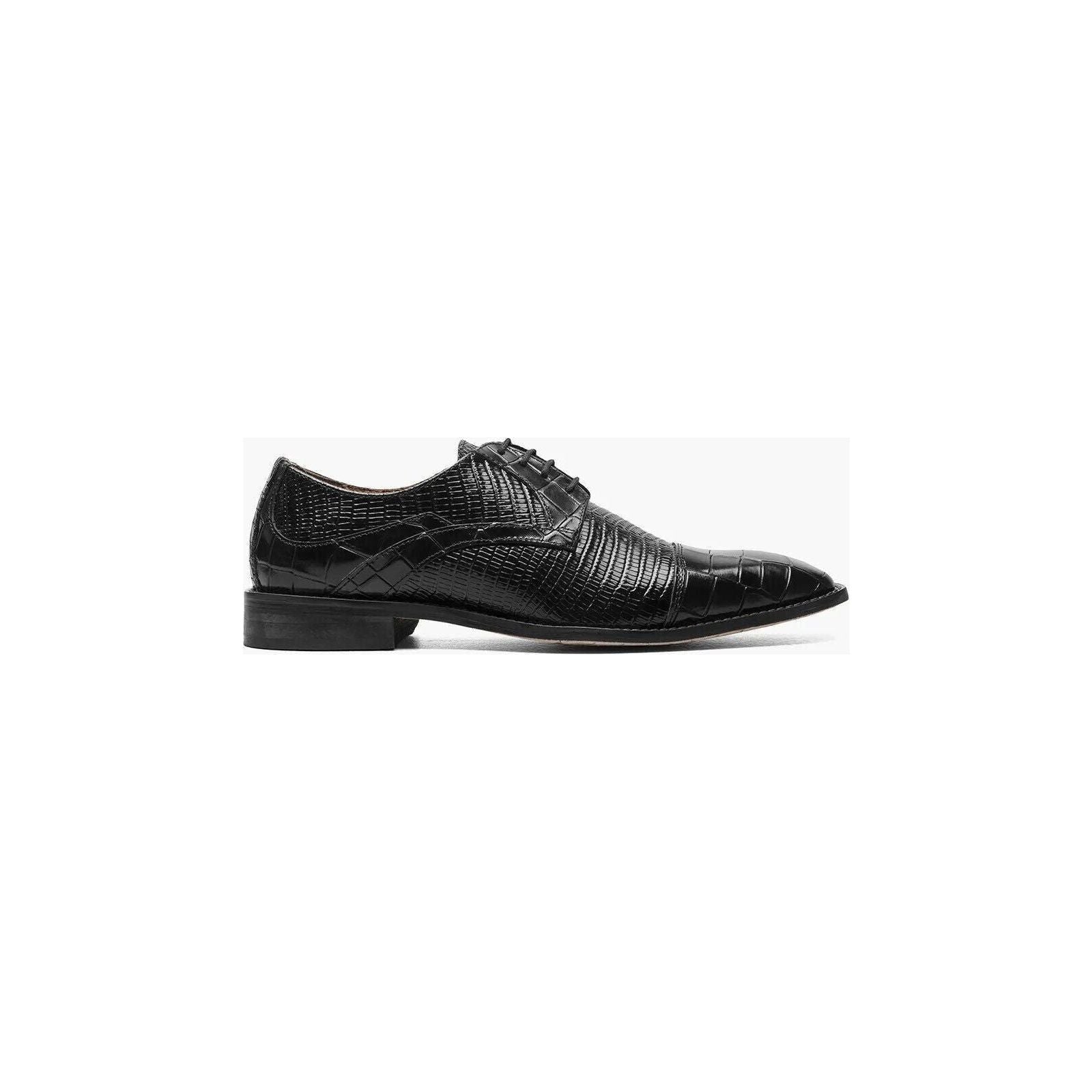 Stacy Adams Tedesco Cap Toe Oxford Lizard Leather Dress Shoes Black 25630-001