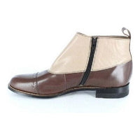 Men Stacy Adams High Top Boot Madison Biscuit Toe Brown Taupe Side Zip 00026-249