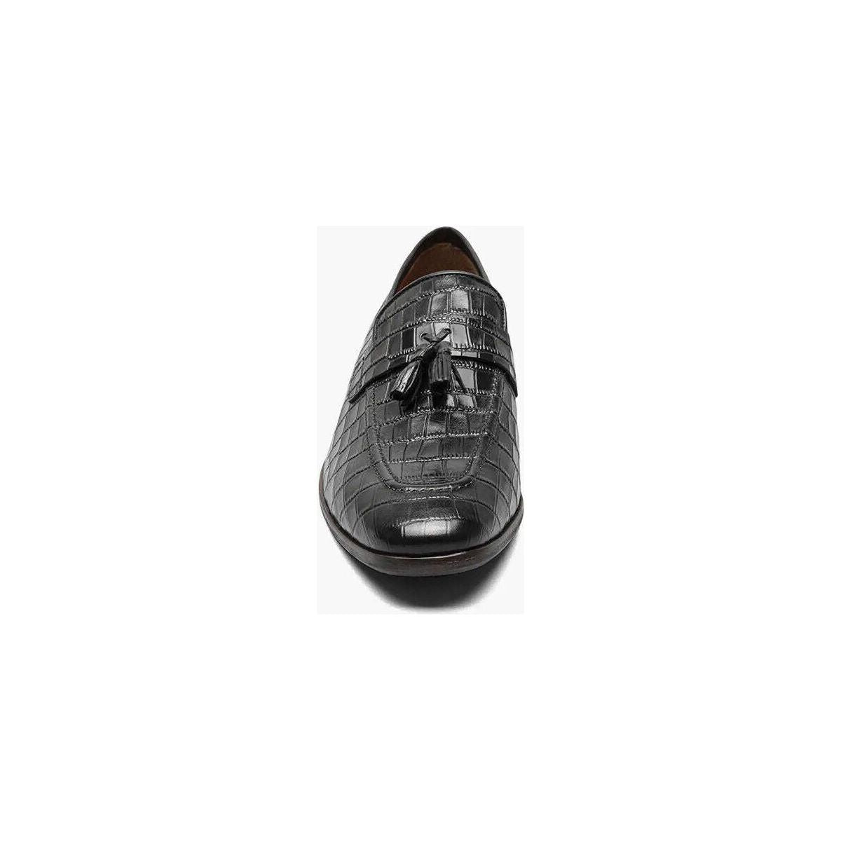 Stacy Adams Franz Moc Toe Tassel Slip On Shoes Croco Leather Black 25624-001