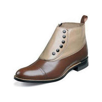 Men Stacy Adams High Top Boot Madison Biscuit Toe Brown Taupe Side Zip 00026-249